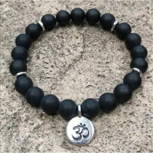 Other - Frosted obsidian gemstone OM bracelet